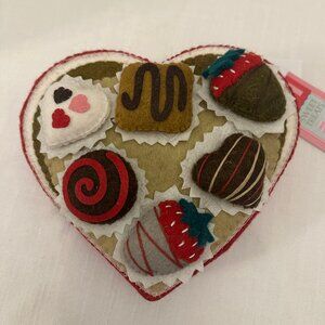 Sweet Treats Faux Felt Heart Box of Chocolates Valentine’s Decor NWT